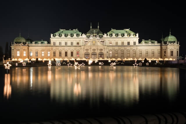 Upper belvedere Palace in vienna during christmas