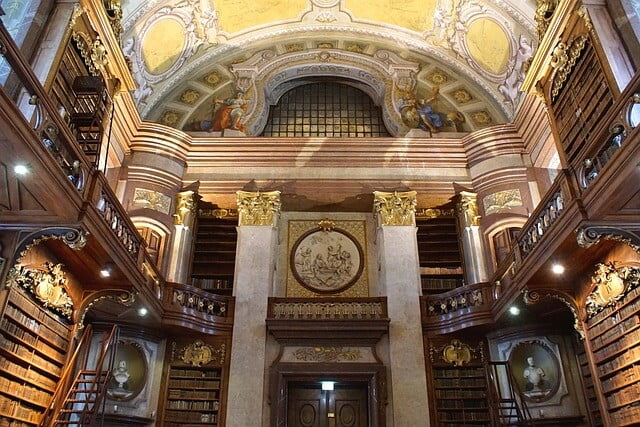 Detail of the national library in the Hofburg Palace in Vienna